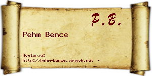 Pehm Bence névjegykártya